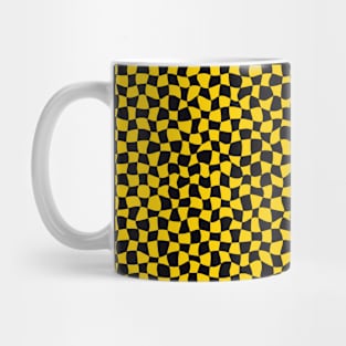 Warped Checkerboard, Black and Yellow Mug